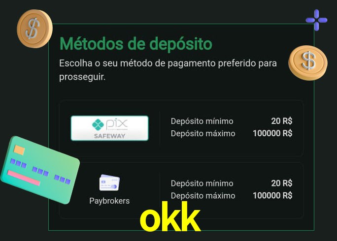 O cassino okk oferece uma grande variedade de métodos de pagamento